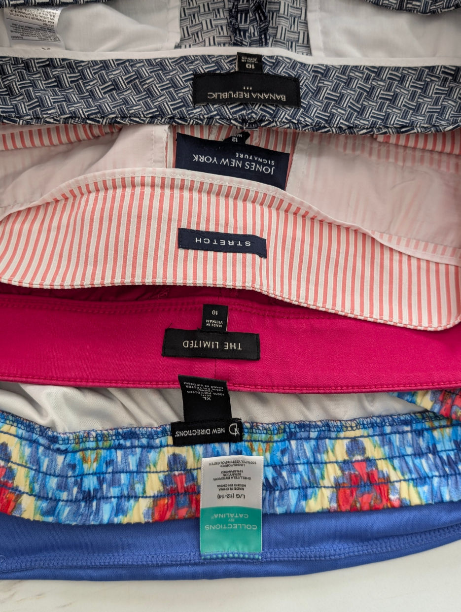 Bundle of blue Pink Shorts, Multi-Midi Skirts, Blue Swim Skorts