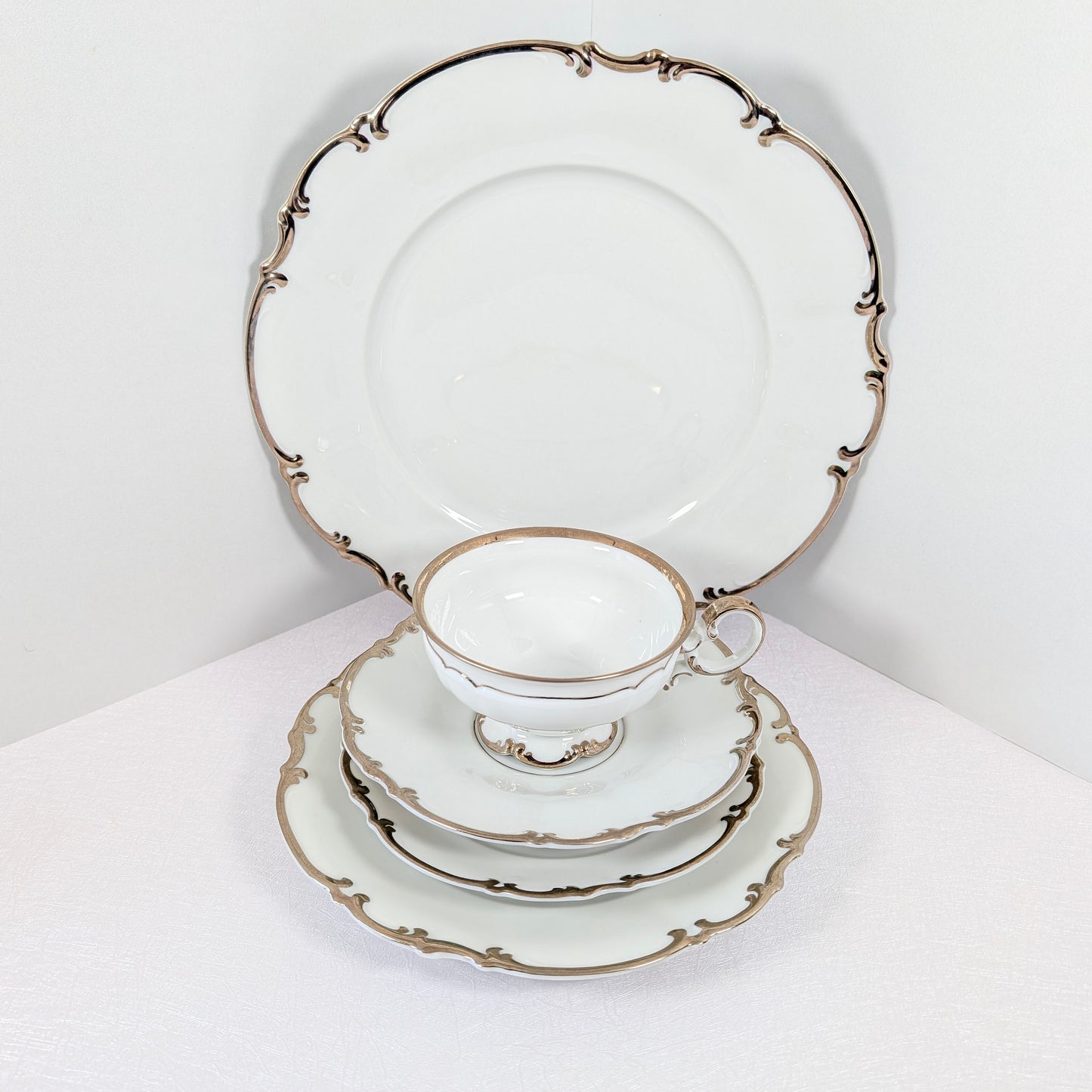 Hutschenreuther, Revere, Sylvia Platinum Trim 5 Pieces Place Setting
