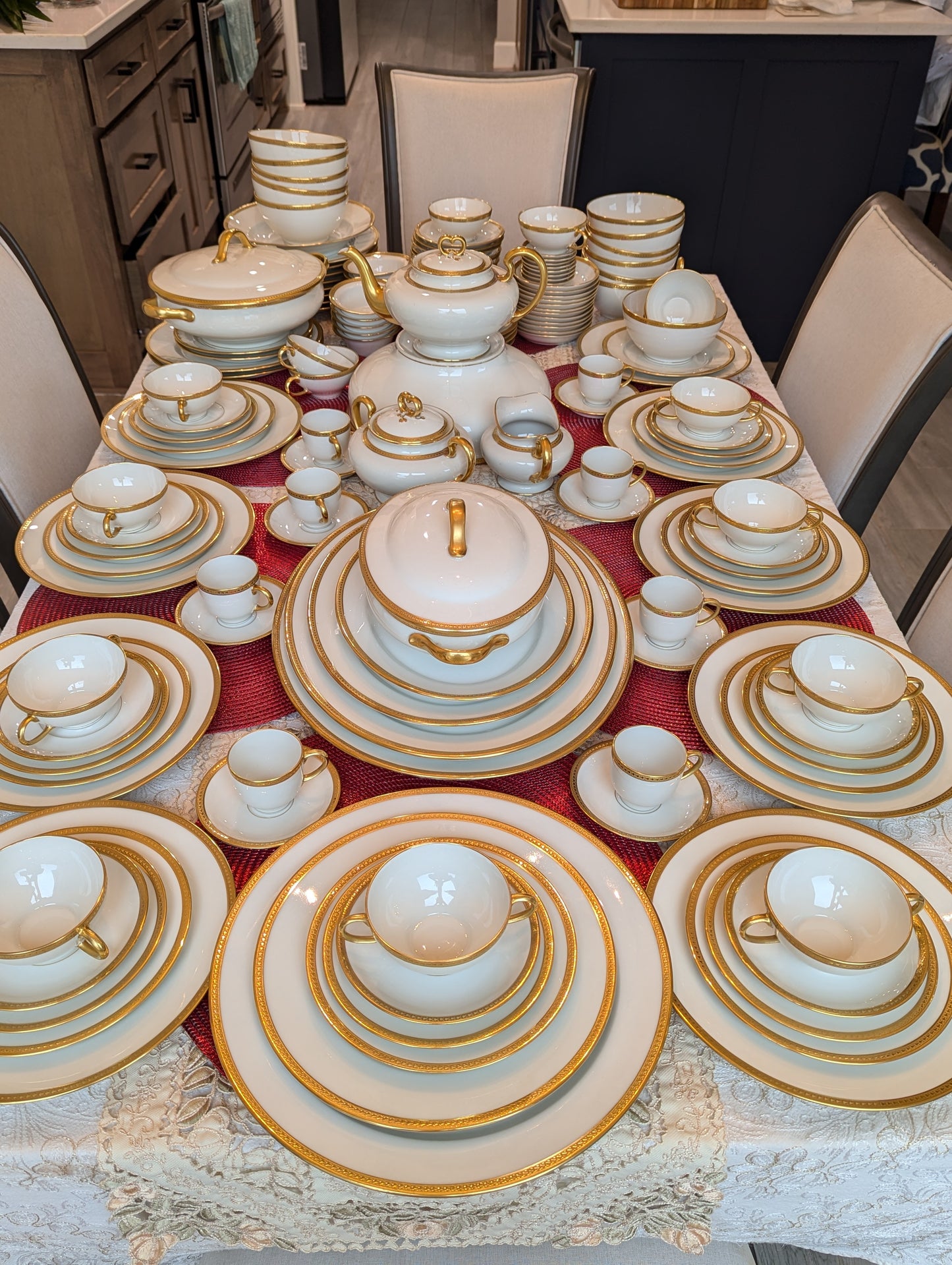 Antique Limoges W.G. & Co. 164-Piece Porcelain China Set – Gold Rim – 1900s-1932 – France