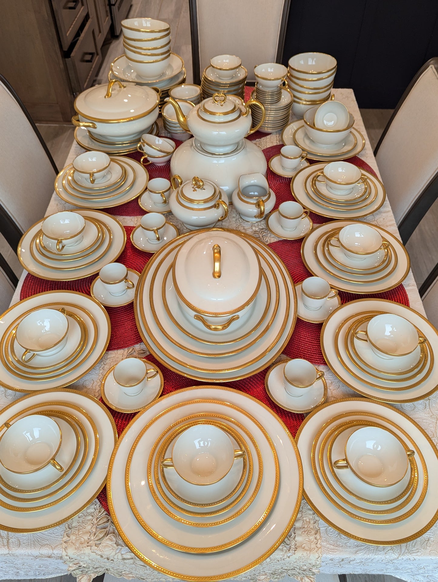 Antique Limoges W.G. & Co. 164-Piece Porcelain China Set – Gold Rim – 1900s-1932 – France