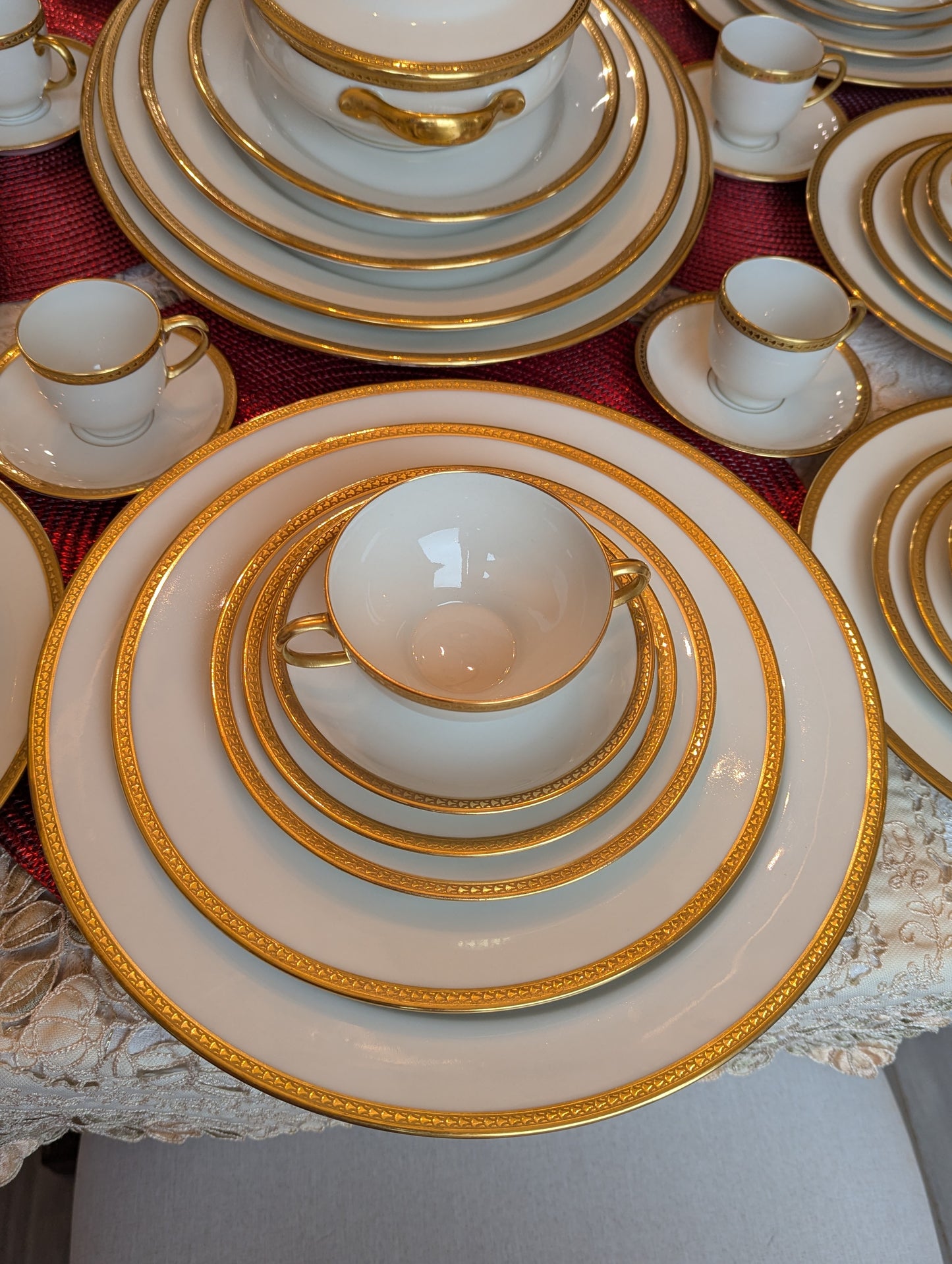 Antique Limoges W.G. & Co. 164-Piece Porcelain China Set – Gold Rim – 1900s-1932 – France