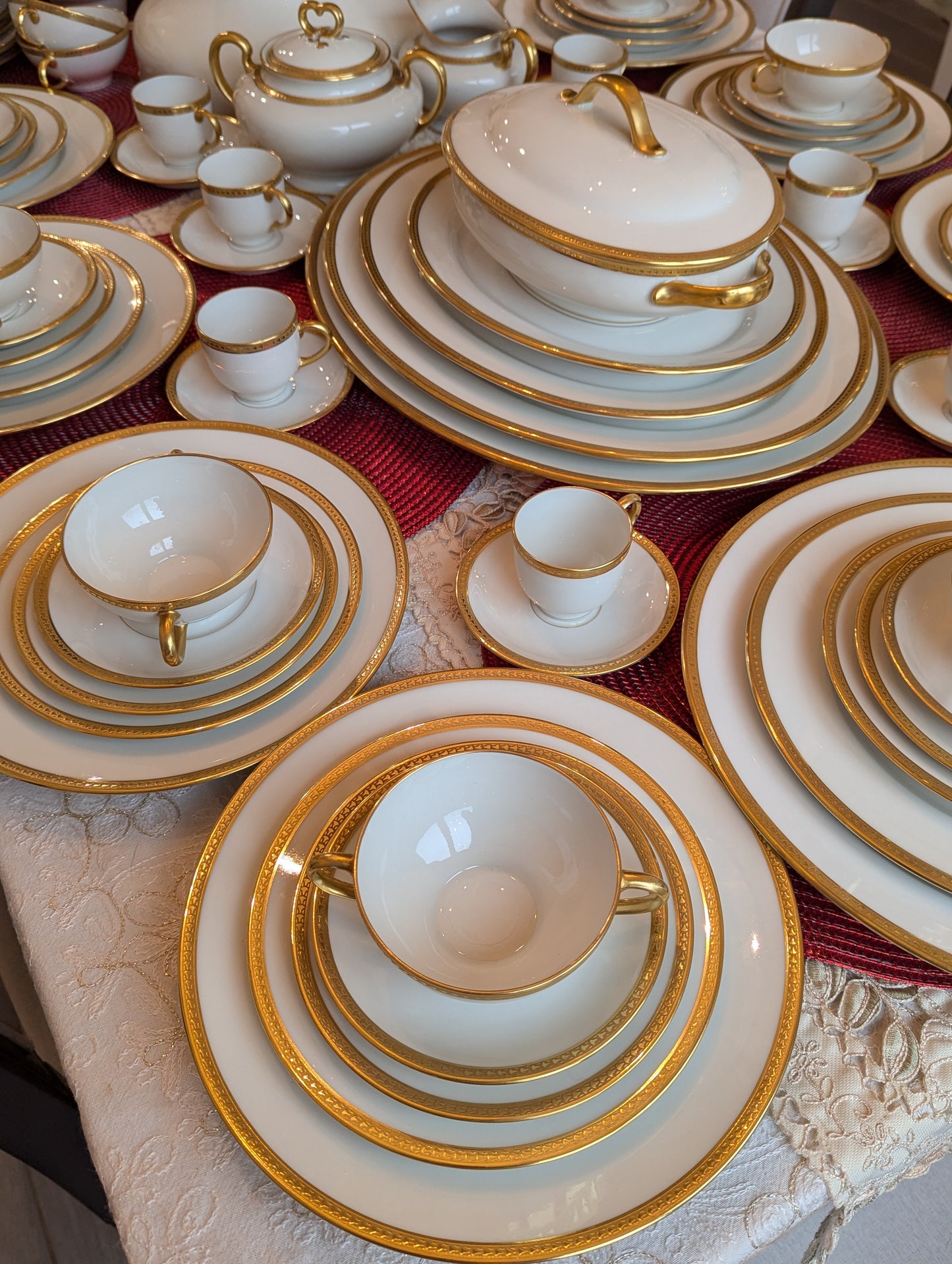 Antique Limoges W.G. & Co. 164-Piece Porcelain China Set – Gold Rim – 1900s-1932 – France