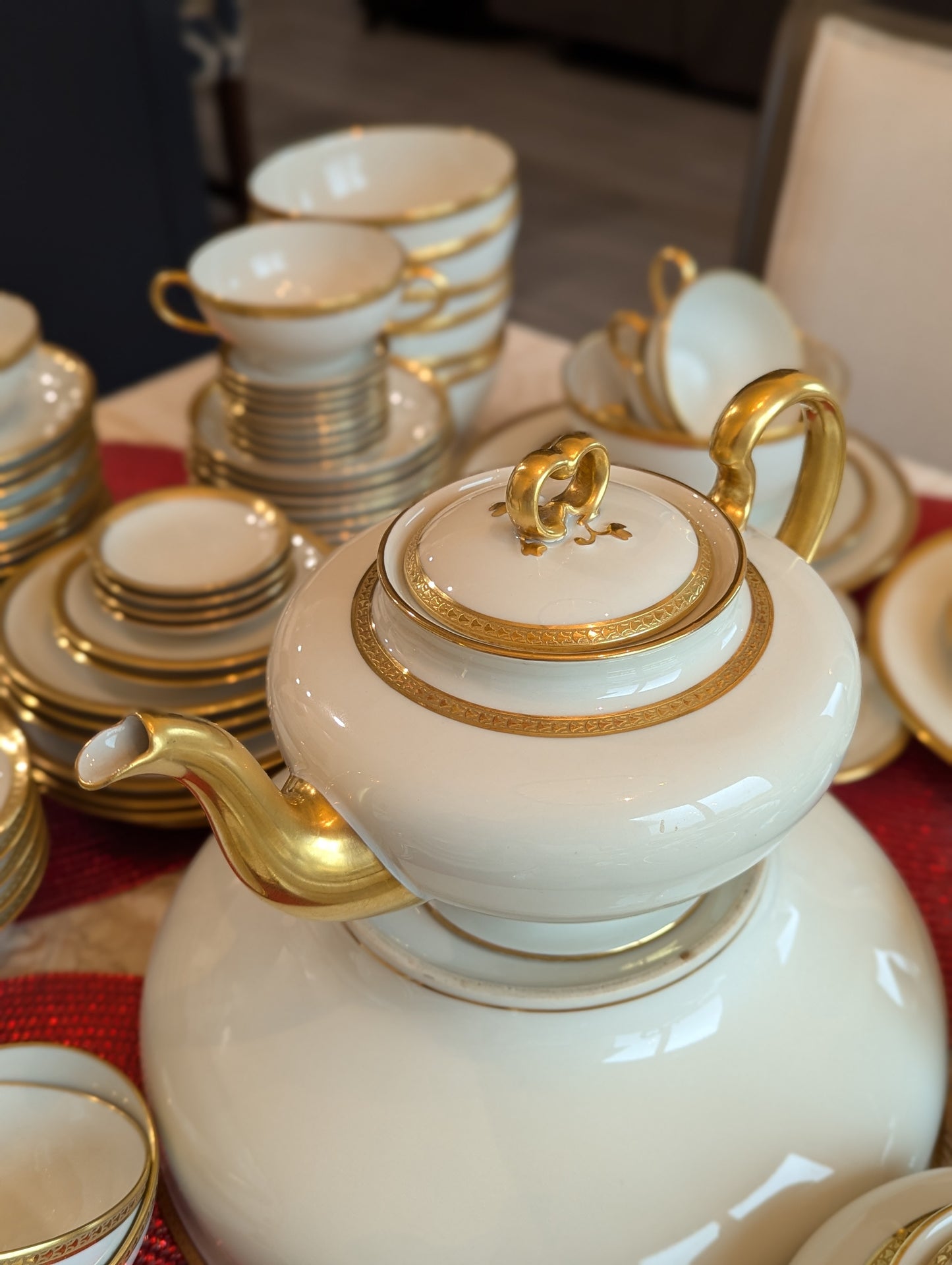 Antique Limoges W.G. & Co. 164-Piece Porcelain China Set – Gold Rim – 1900s-1932 – France