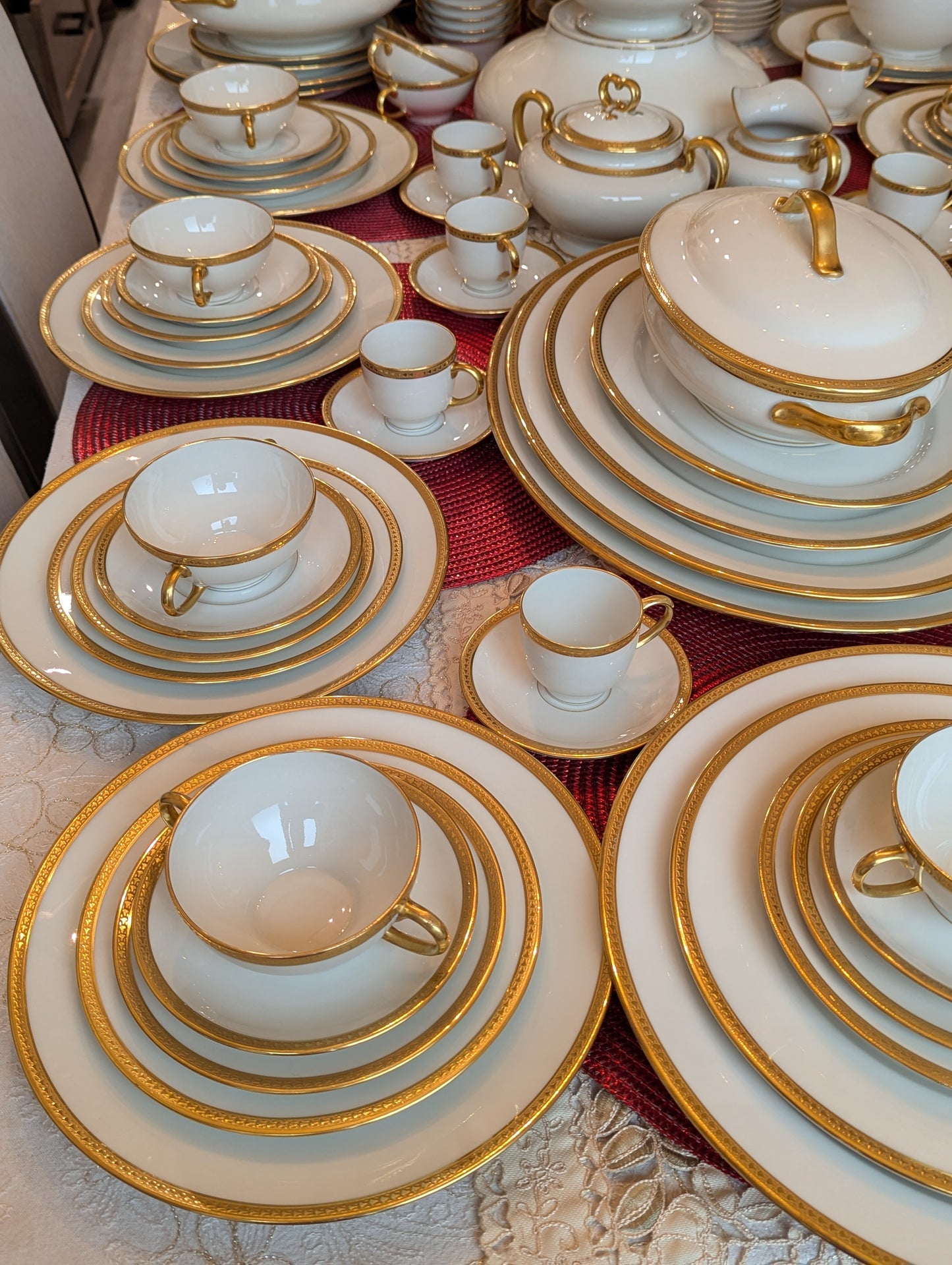 Antique Limoges W.G. & Co. 164-Piece Porcelain China Set – Gold Rim – 1900s-1932 – France
