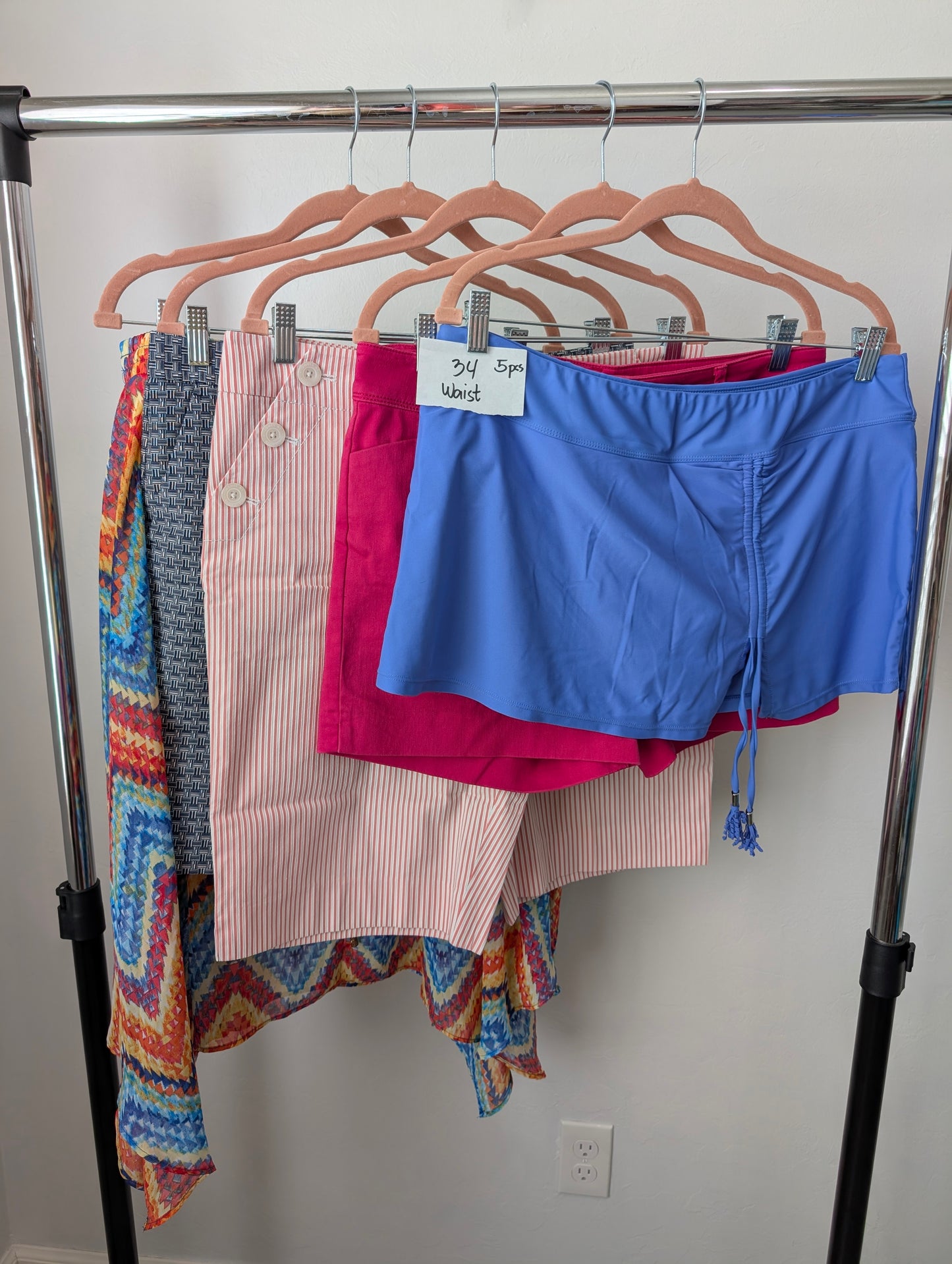 Bundle of blue Pink Shorts, Multi-Midi Skirts, Blue Swim Skorts