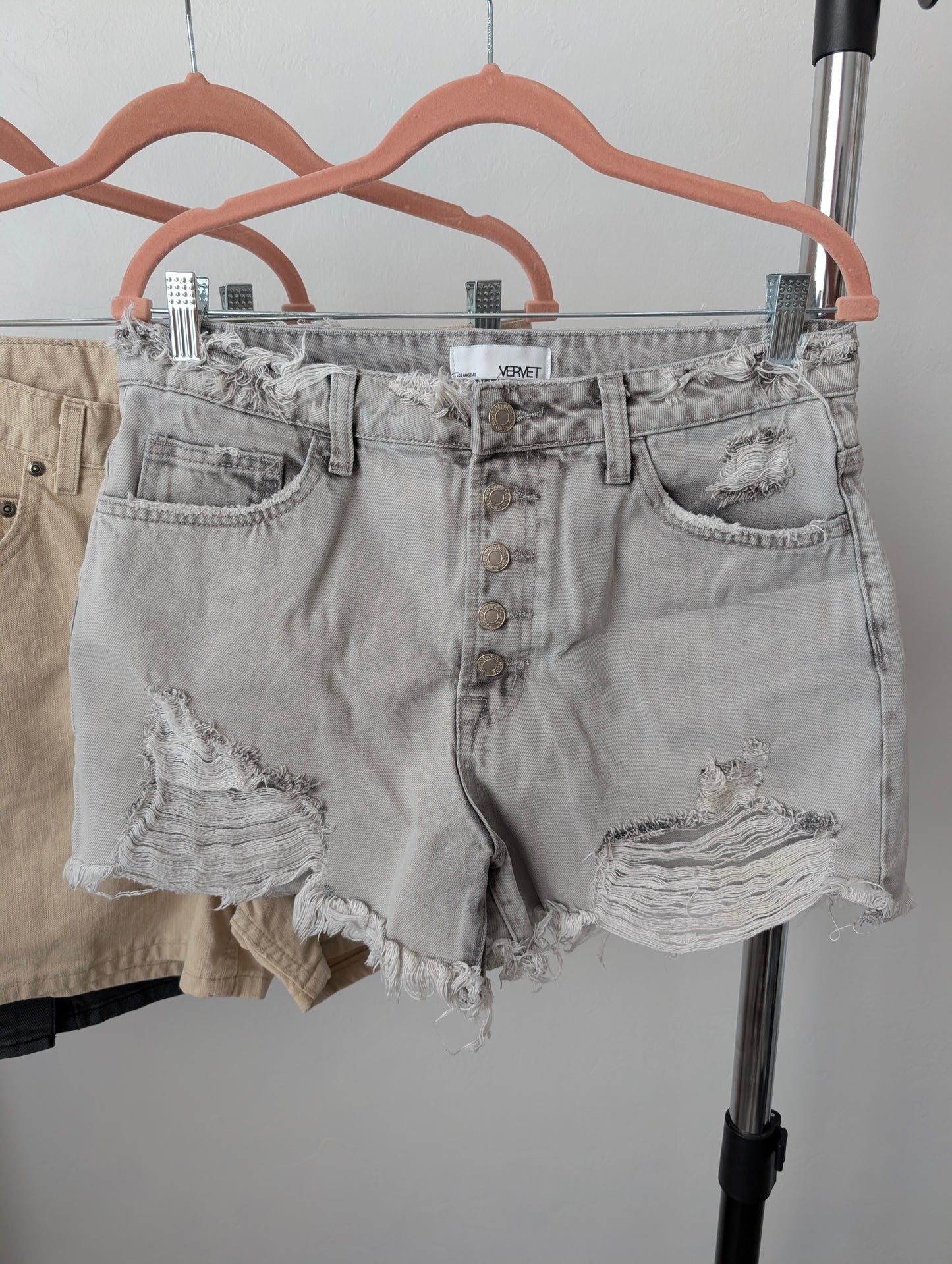 Bundle of Brown Gray Shorts and Lighwashed Denim Skirts Size 32. 3 pcs