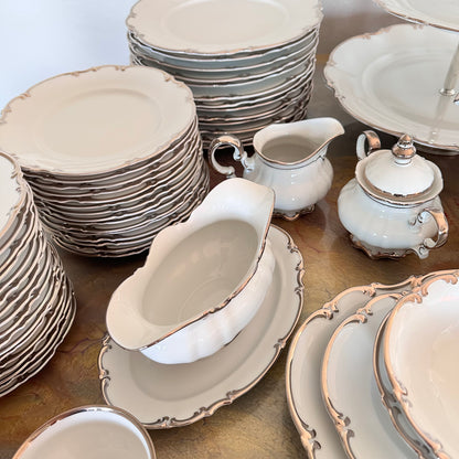 ✨ 86-Piece Hutschenreuther Revere Sylvia Platinum Trim Fine China Tableware Set