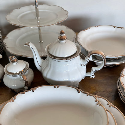 ✨ 86-Piece Hutschenreuther Revere Sylvia Platinum Trim Fine China Tableware Set