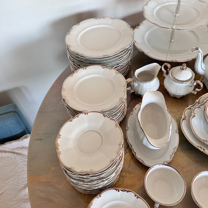 ✨ 86-Piece Hutschenreuther Revere Sylvia Platinum Trim Fine China Tableware Set