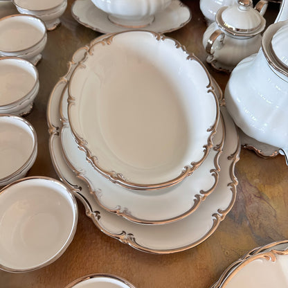 ✨ 86-Piece Hutschenreuther Revere Sylvia Platinum Trim Fine China Tableware Set