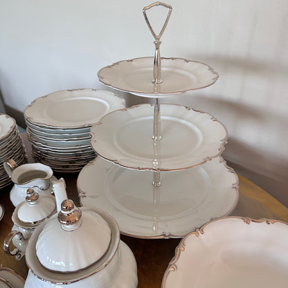 ✨ 86-Piece Hutschenreuther Revere Sylvia Platinum Trim Fine China Tableware Set