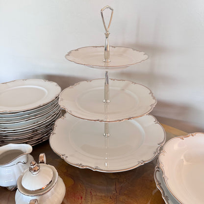 ✨ 86-Piece Hutschenreuther Revere Sylvia Platinum Trim Fine China Tableware Set