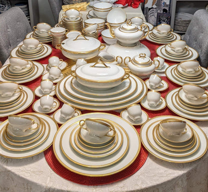 Antique Limoges W.G. & Co. 164-Piece Porcelain China Set – Gold Rim – 1900s-1932 – France
