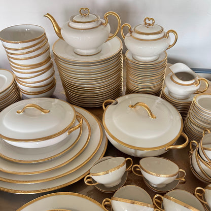 Antique Limoges W.G. & Co. 164-Piece Porcelain China Set – Gold Rim – 1900s-1932 – France
