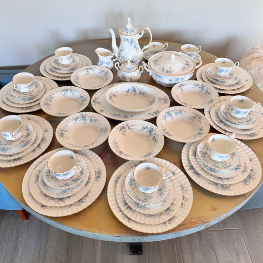 56 Piece Royal Albert “Blue Blossoms” 56-Piece Fine Bone China Dinnerware Set