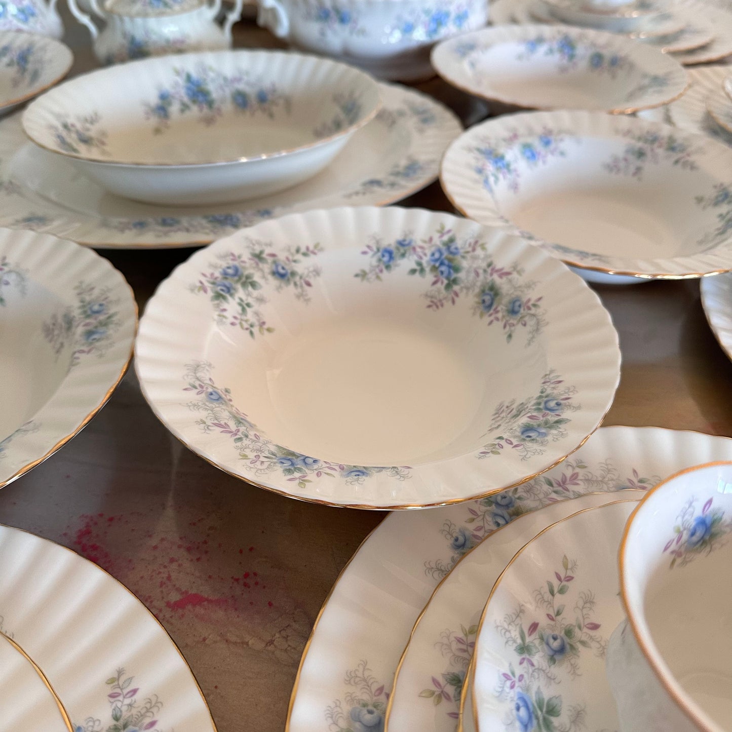56 Piece Royal Albert “Blue Blossoms” 56-Piece Fine Bone China Dinnerware Set