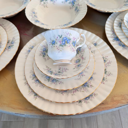 56 Piece Royal Albert “Blue Blossoms” 56-Piece Fine Bone China Dinnerware Set
