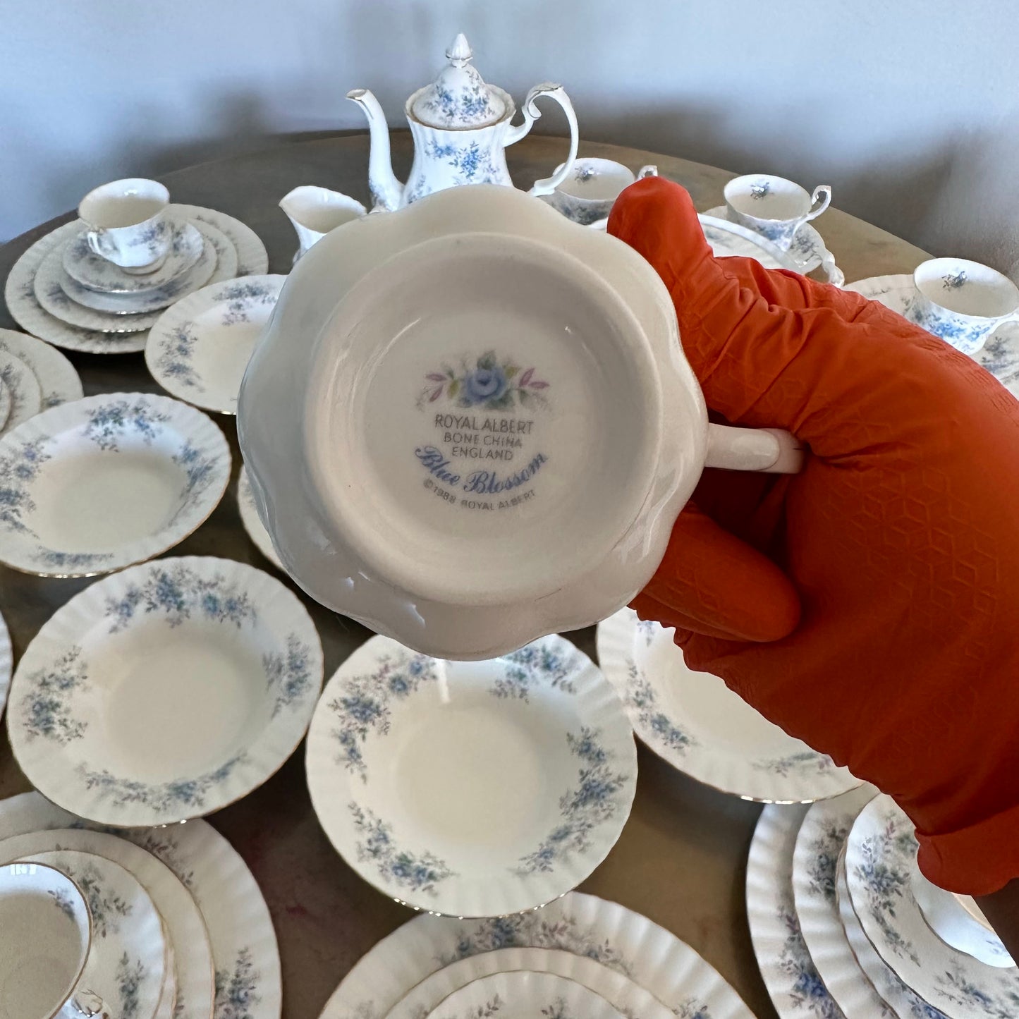 56 Piece Royal Albert “Blue Blossoms” 56-Piece Fine Bone China Dinnerware Set
