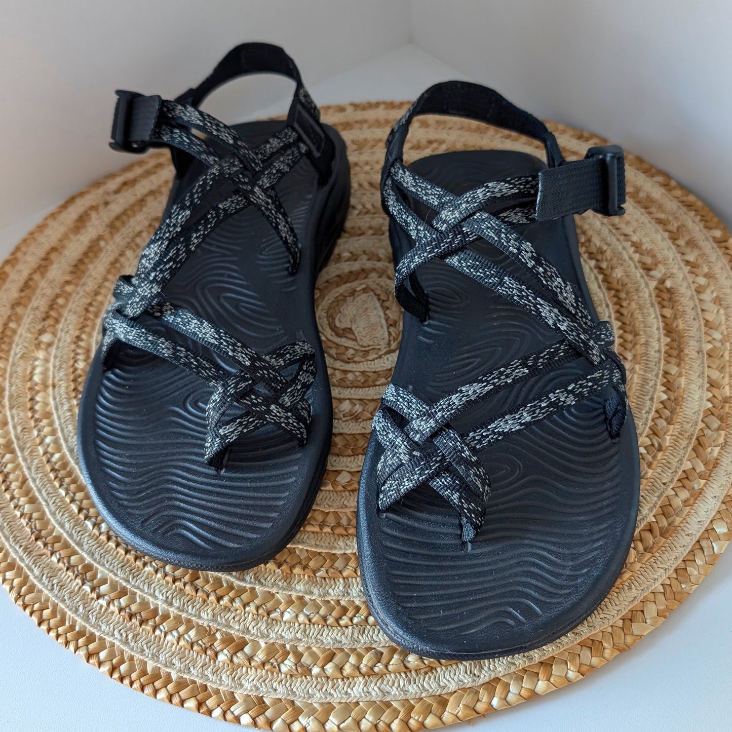 Chaco Two Straps Women's Black Gray Sandals Size 9