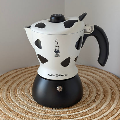 Bialetti Mukka Express Italian Made Cow Prints Cappuccino Maker Discontinued