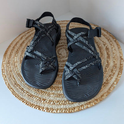 Chaco Two Straps Women's Black Gray Sandals Size 9
