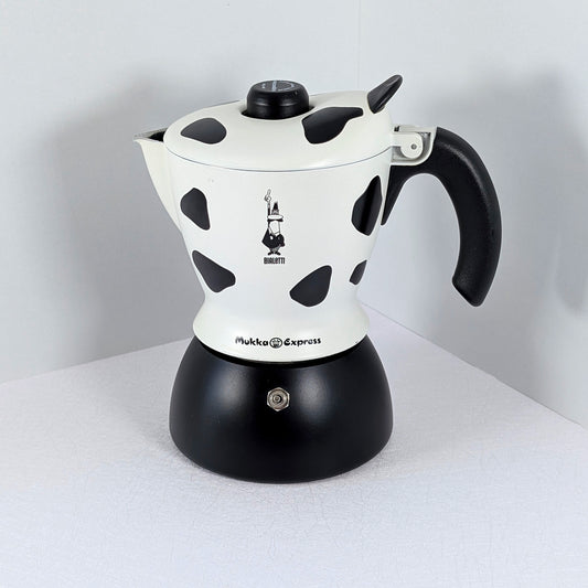 Bialetti Mukka Express Italian Made Cow Prints Cappuccino Maker Discontinued