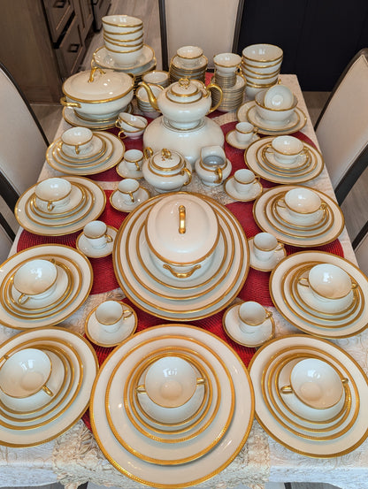 Antique Limoges W.G. & Co. 164-Piece Porcelain China Set – Gold Rim – 1900s-1932 – France