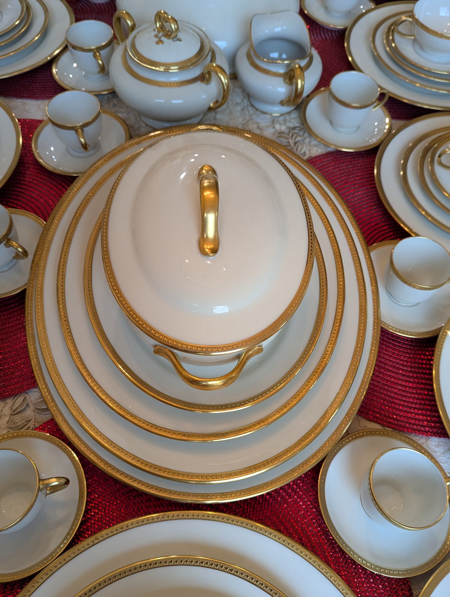 Antique Limoges W.G. & Co. 164-Piece Porcelain China Set – Gold Rim – 1900s-1932 – France
