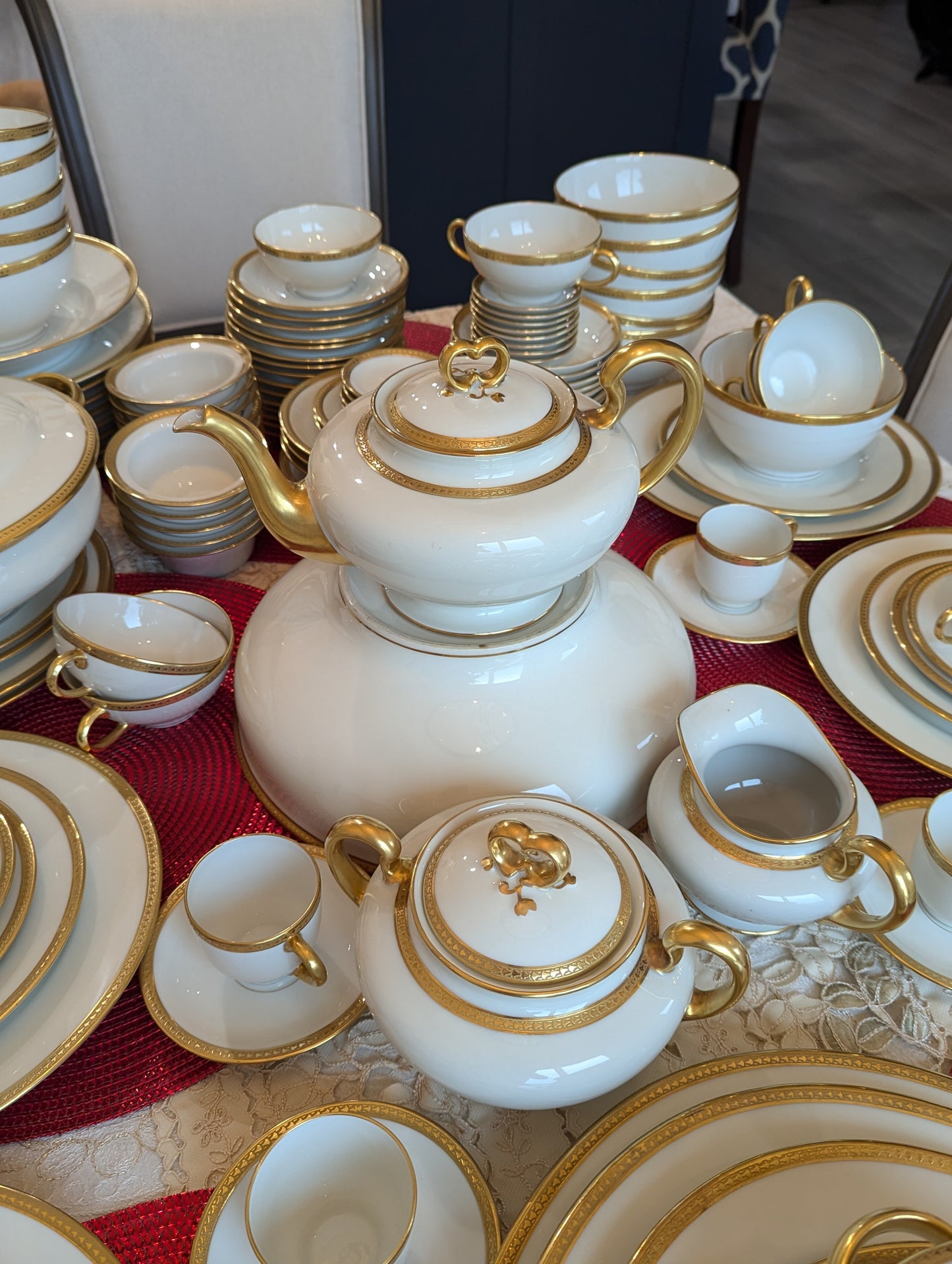 Antique Limoges W.G. & Co. 164-Piece Porcelain China Set – Gold Rim – 1900s-1932 – France