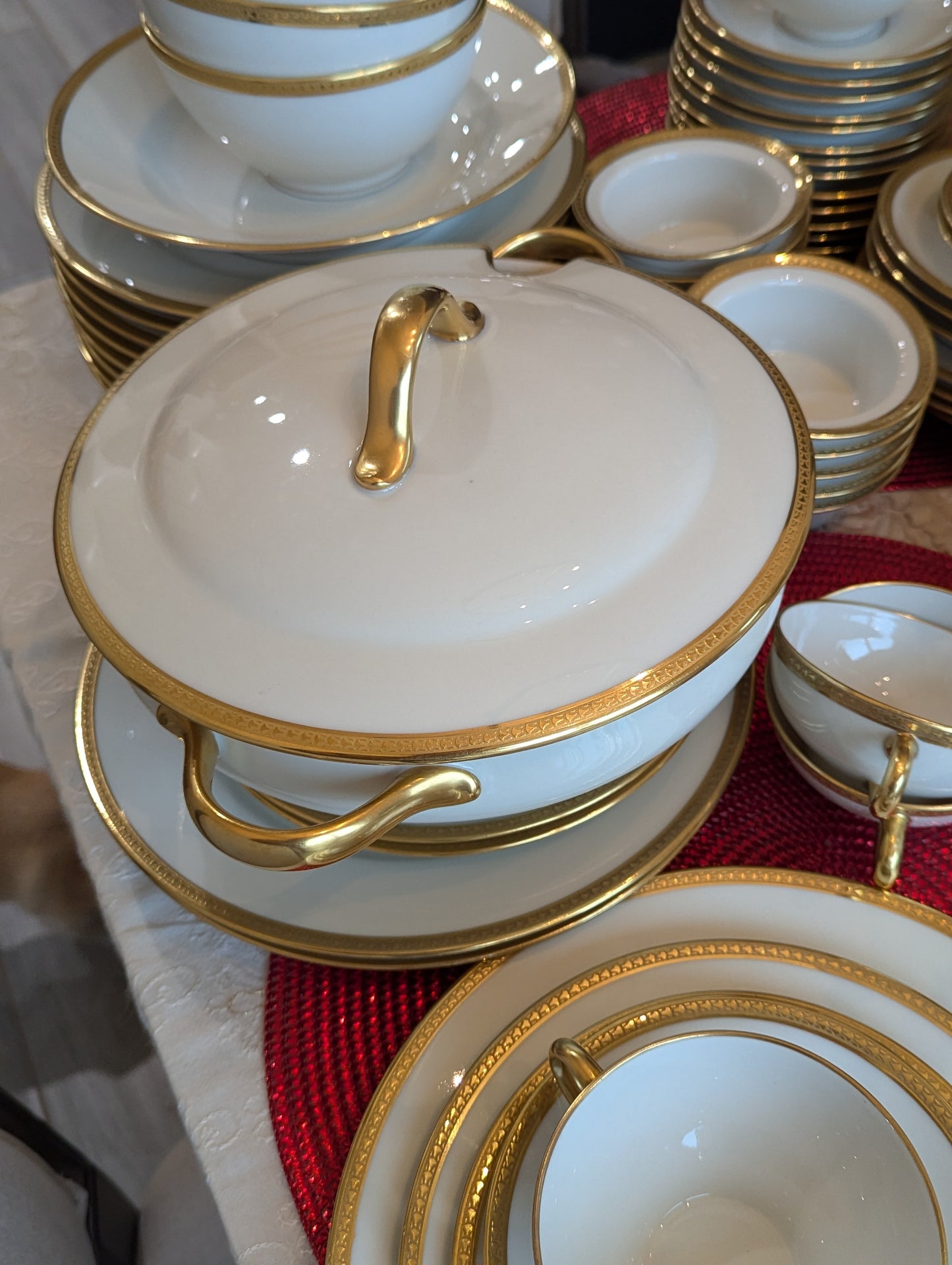 Antique Limoges W.G. & Co. 164-Piece Porcelain China Set – Gold Rim – 1900s-1932 – France