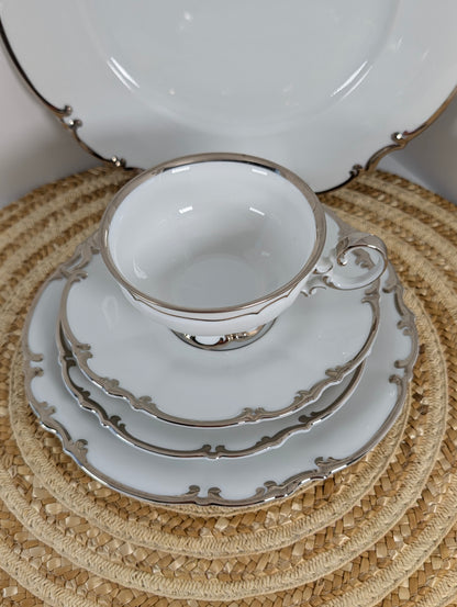 Hutschenreuther, Revere, Sylvia Platinum Trim 5 Pieces Place Setting