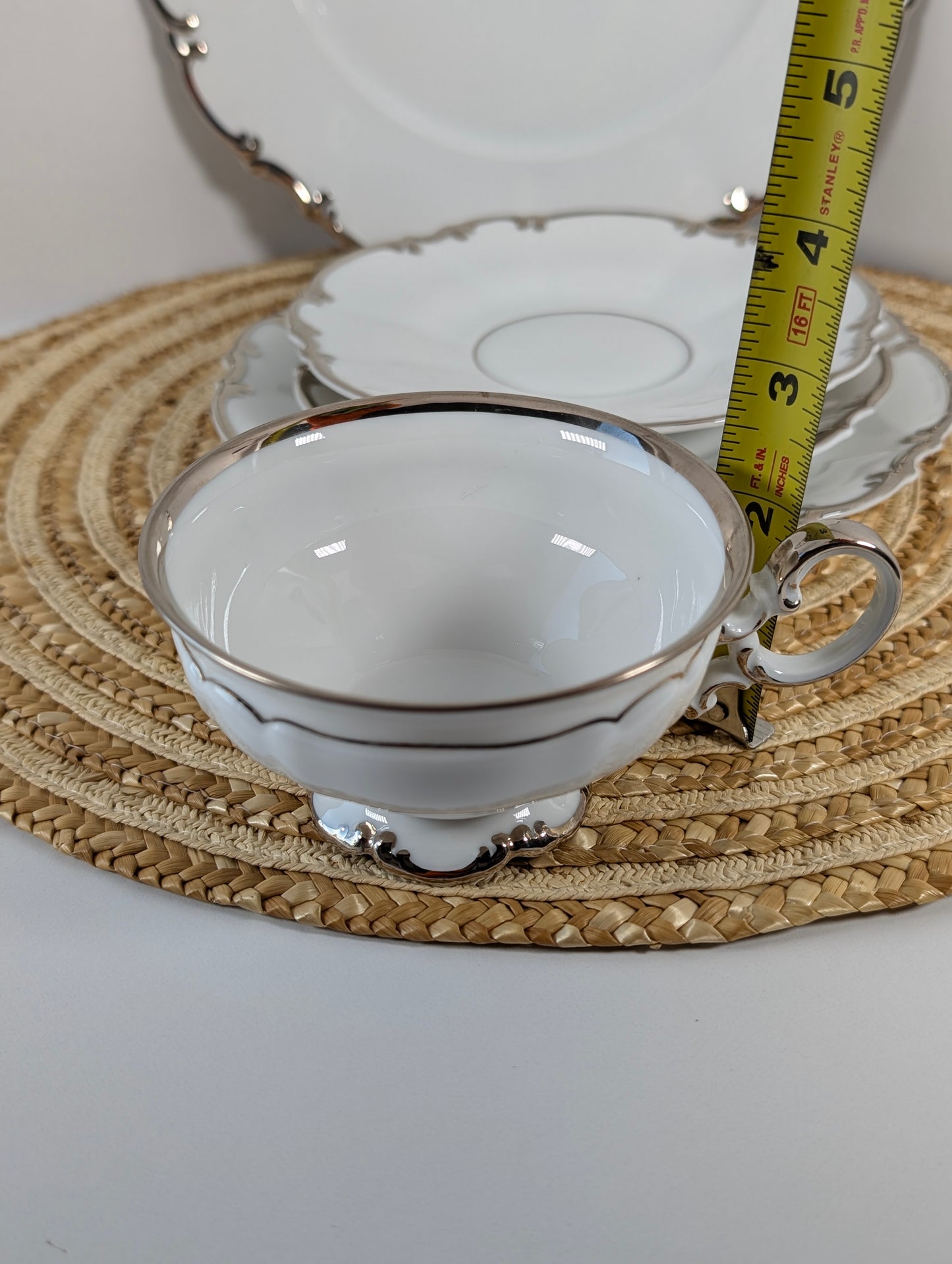 Hutschenreuther, Revere, Sylvia Platinum Trim 5 Pieces Place Setting