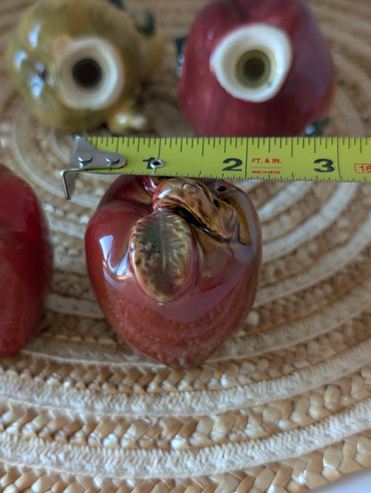 4 Apple & Pear Salt & Pepper Shakers & 1 Ceramic Red Apple Super Cute
