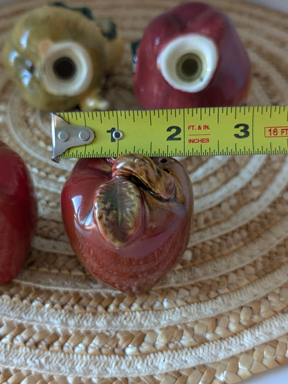 4 Apple & Pear Salt & Pepper Shakers & 1 Ceramic Red Apple Super Cute