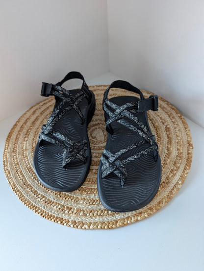 Chaco Two Straps Women's Black Gray Sandals Size 9