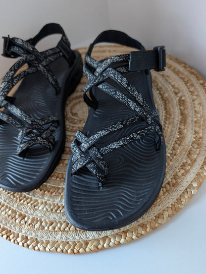 Chaco Two Straps Women's Black Gray Sandals Size 9