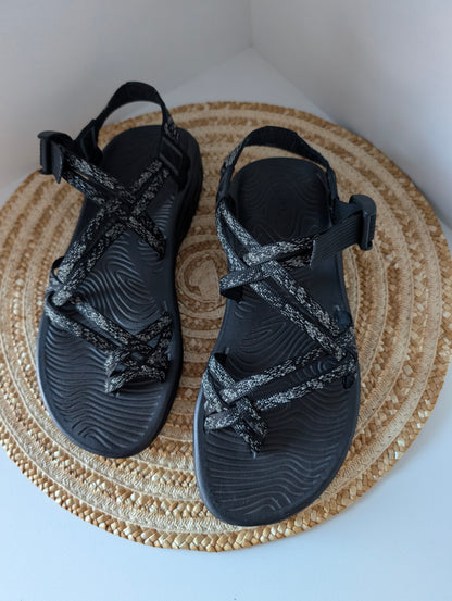 Chaco Two Straps Women's Black Gray Sandals Size 9