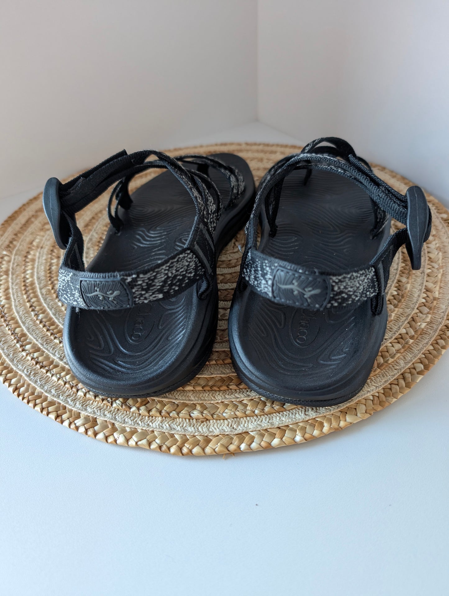 Chaco Two Straps Women's Black Gray Sandals Size 9