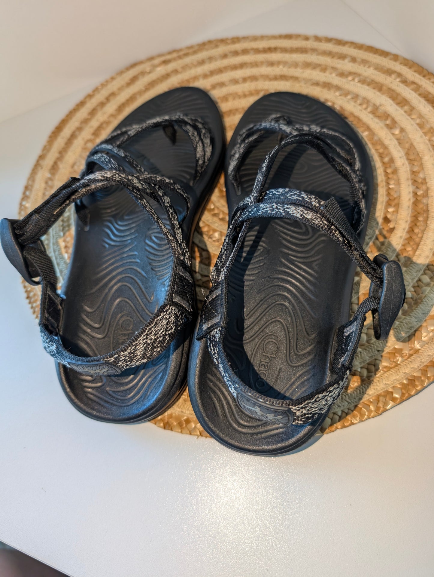 Chaco Two Straps Women's Black Gray Sandals Size 9
