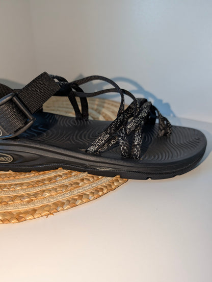 Chaco Two Straps Women's Black Gray Sandals Size 9