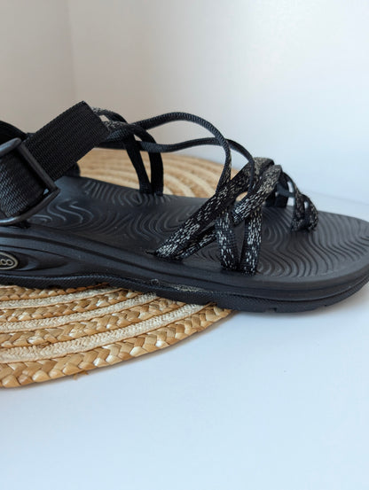Chaco Two Straps Women's Black Gray Sandals Size 9