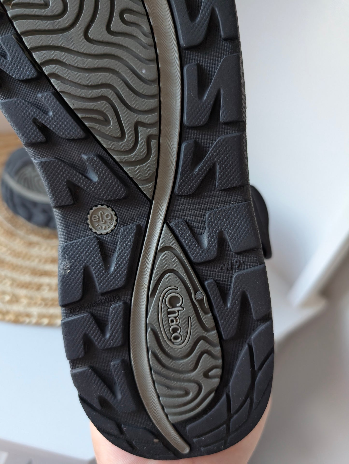 Chaco Two Straps Women's Black Gray Sandals Size 9