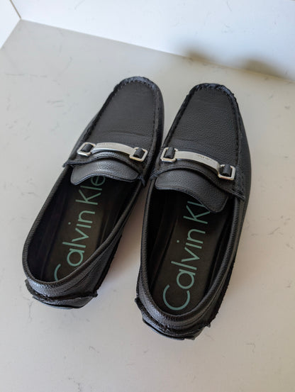 Calvin Klein Men’s Loafers Size 7.5 – Black Leather Slip-On Bit Dress Shoes | Worn Once