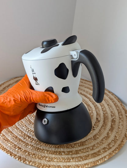 Bialetti Mukka Express Italian Made Cow Prints Cappuccino Maker Discontinued