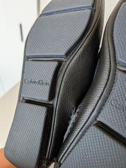 Calvin Klein Men’s Loafers Size 7.5 – Black Leather Slip-On Bit Dress Shoes | Worn Once