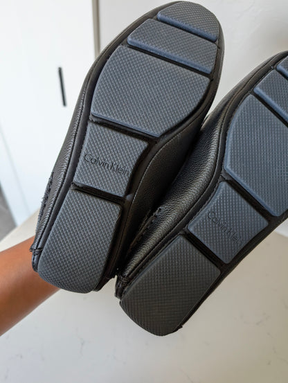 Calvin Klein Men’s Loafers Size 7.5 – Black Leather Slip-On Bit Dress Shoes | Worn Once