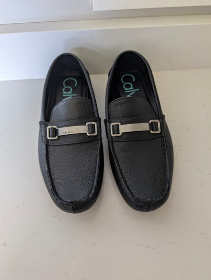 Calvin Klein Men’s Loafers Size 7.5 – Black Leather Slip-On Bit Dress Shoes | Worn Once