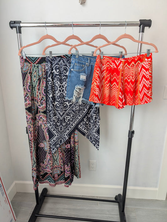 Bundle: Maxi Skirt, Midi Skirt, Neon, Denim Shorts Size 29 Waist