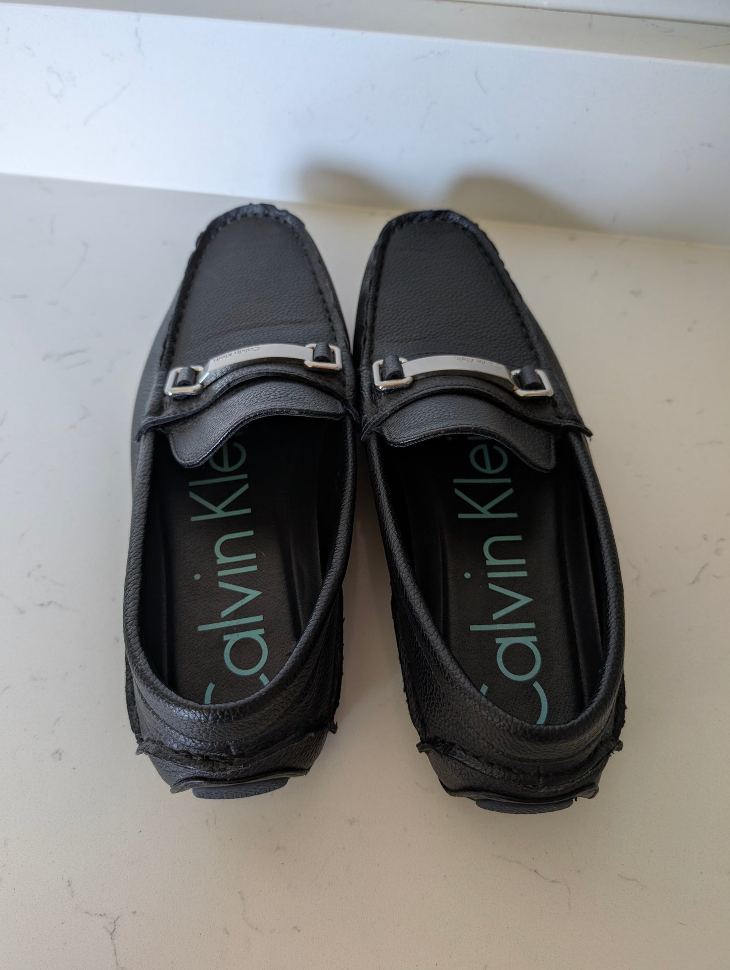 Calvin Klein Men’s Loafers Size 7.5 – Black Leather Slip-On Bit Dress Shoes | Worn Once