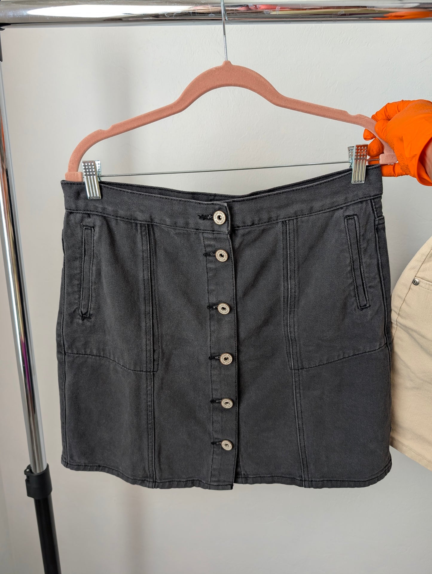 Bundle of Brown Gray Shorts and Lighwashed Denim Skirts Size 32. 3 pcs